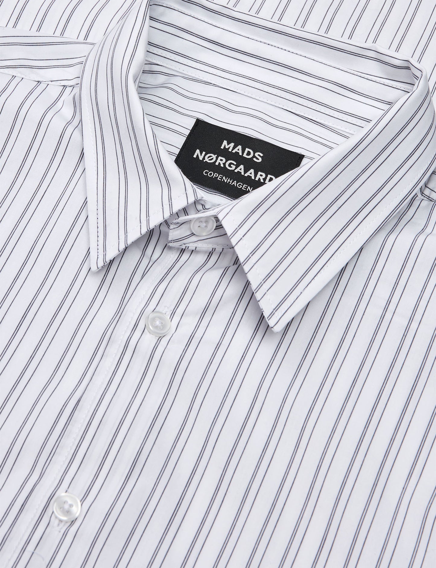 Prime Cotton Poplin Sune Shirt, White/Asphalt Stripe