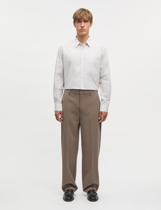 Prime Cotton Poplin Sune Shirt, Walnut Stripe