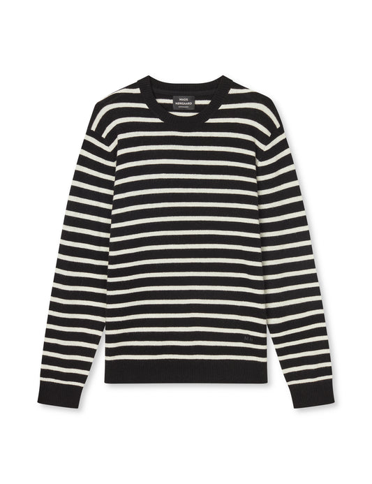 Super Wool Karsten Stripe Knit, Black/Vanilla Ice