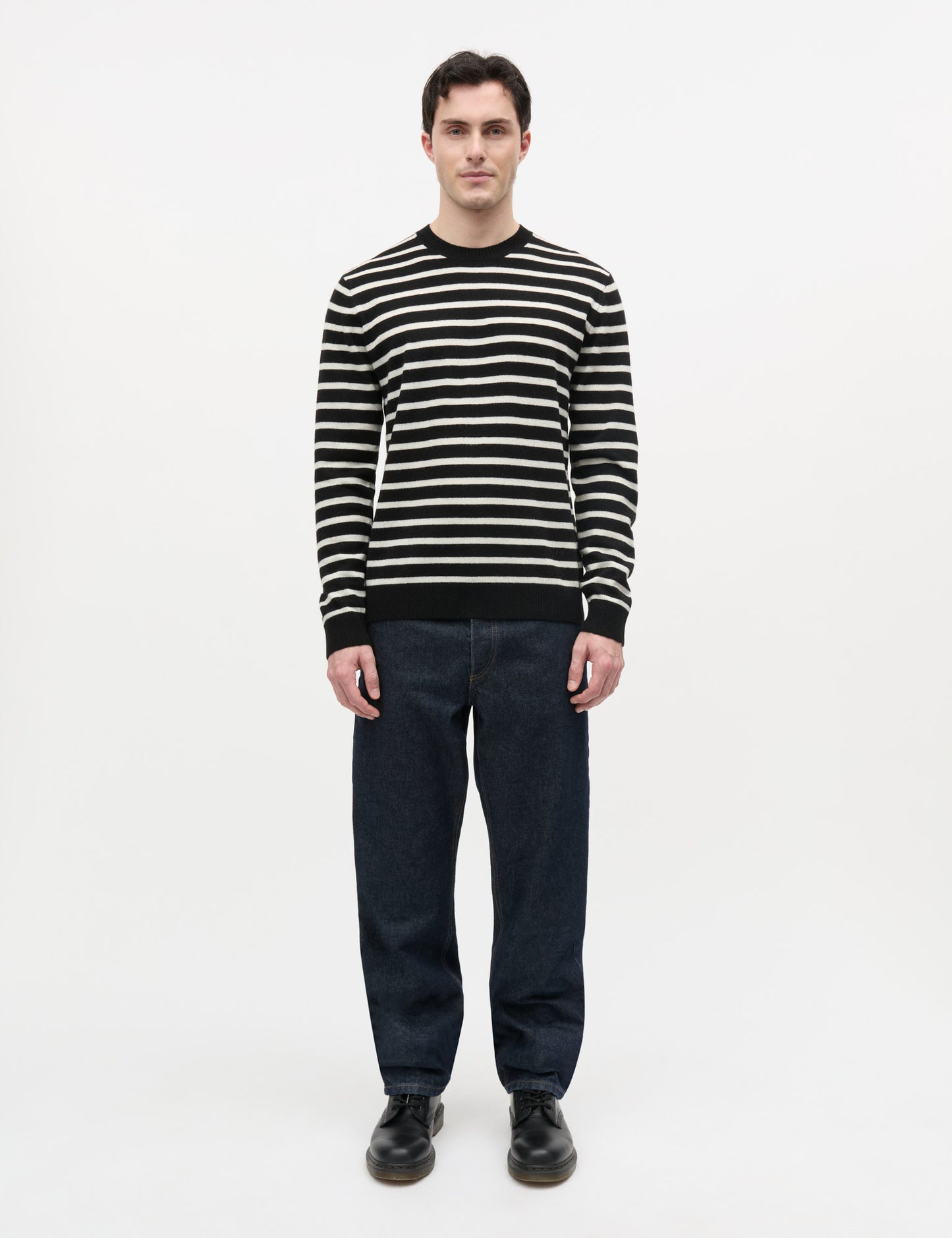 Super Wool Karsten Stripe Knit, Black/Vanilla Ice