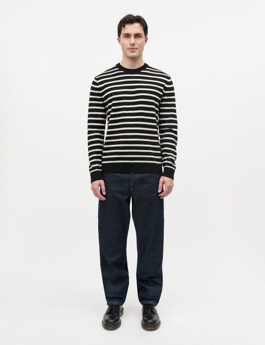 Super Wool Karsten Stripe Knit, Black/Vanilla Ice