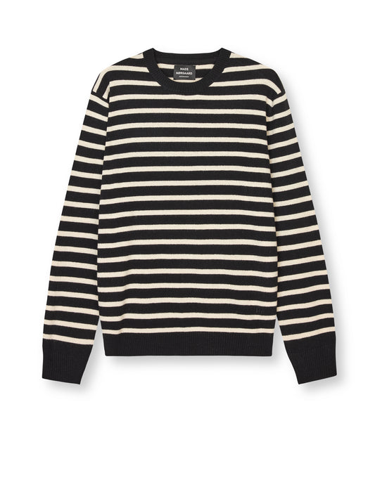 Super Wool Karsten Stripe Knit, Black/Rainy Day