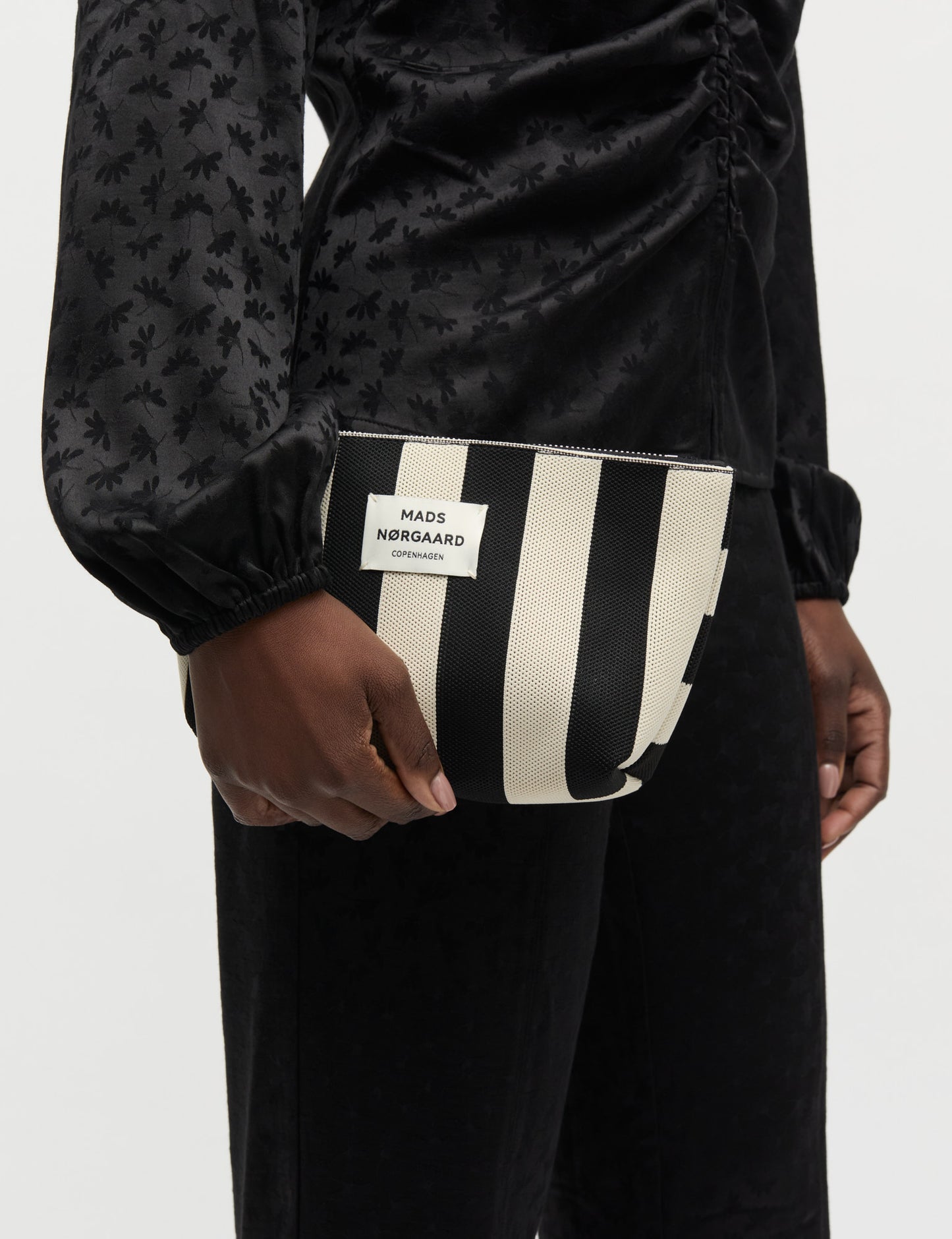 Knit Stripe Hof Make-Up Bag, Black