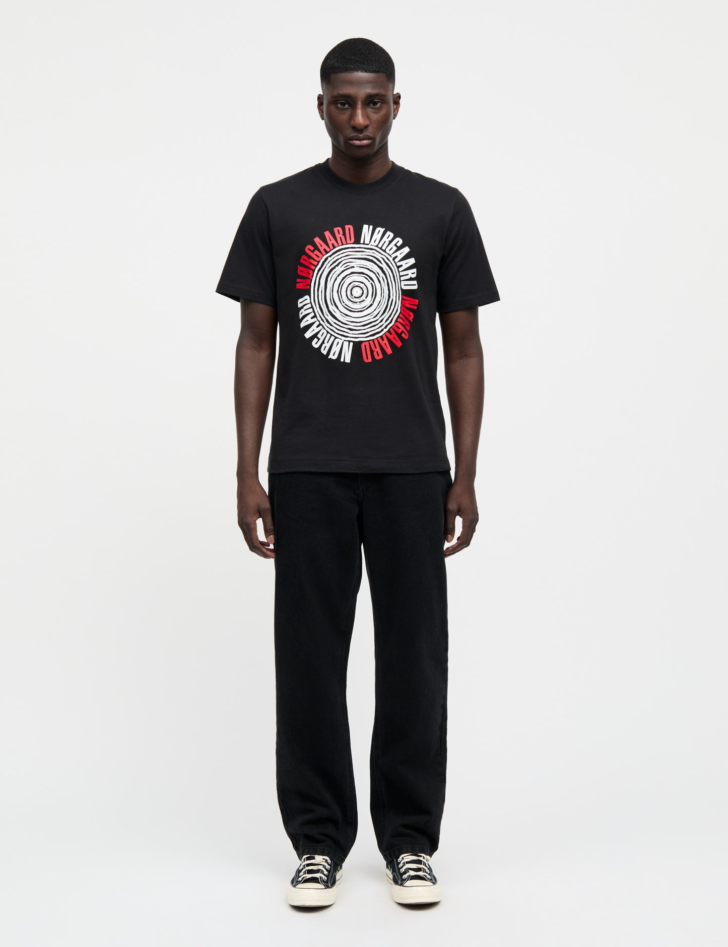 Cotton Jersey Spiral Frode Tee, Black