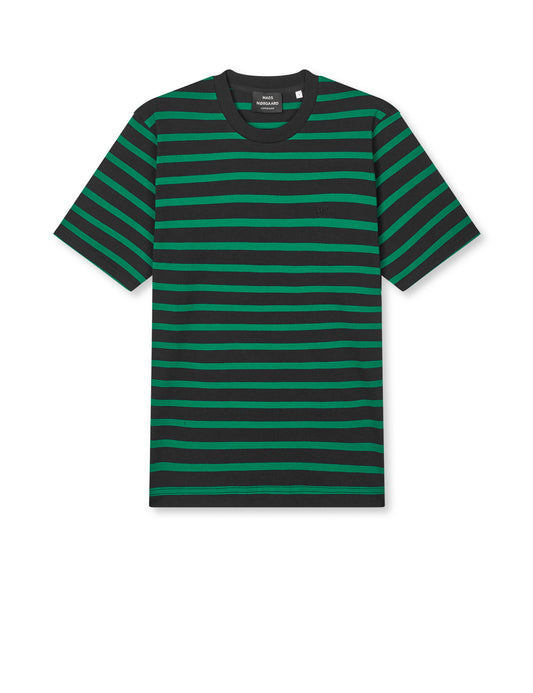 Cotton Jersey Stripe Frode Tee, Black/Verdant Green