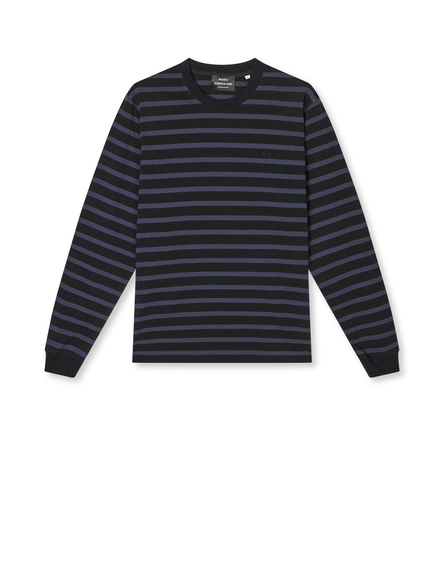 Cotton Jersey Stripe Frode Tee LS, Parisian Night/Black