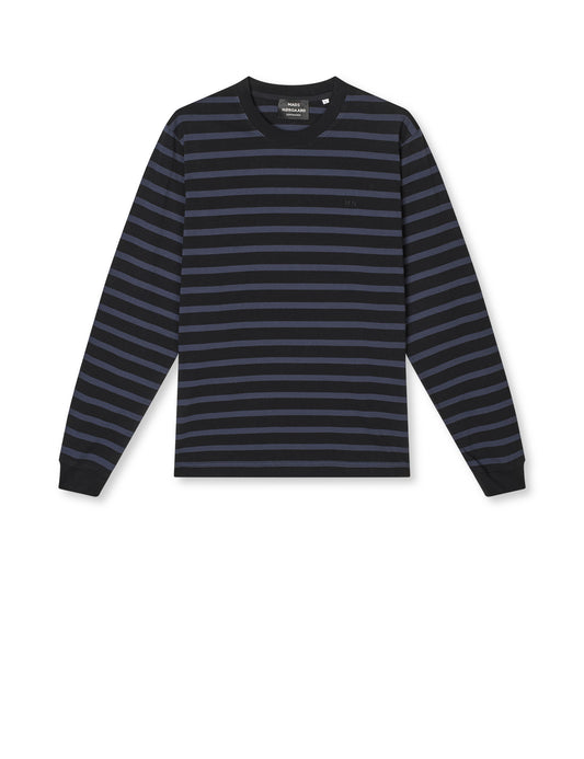 Cotton Jersey Stripe Frode Tee LS, Parisian Night/Black