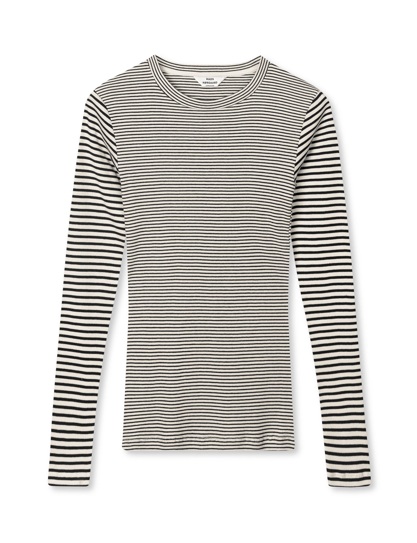 2x2 Cotton Stripe Tuba Tee LS, Vanilla Ice/Black