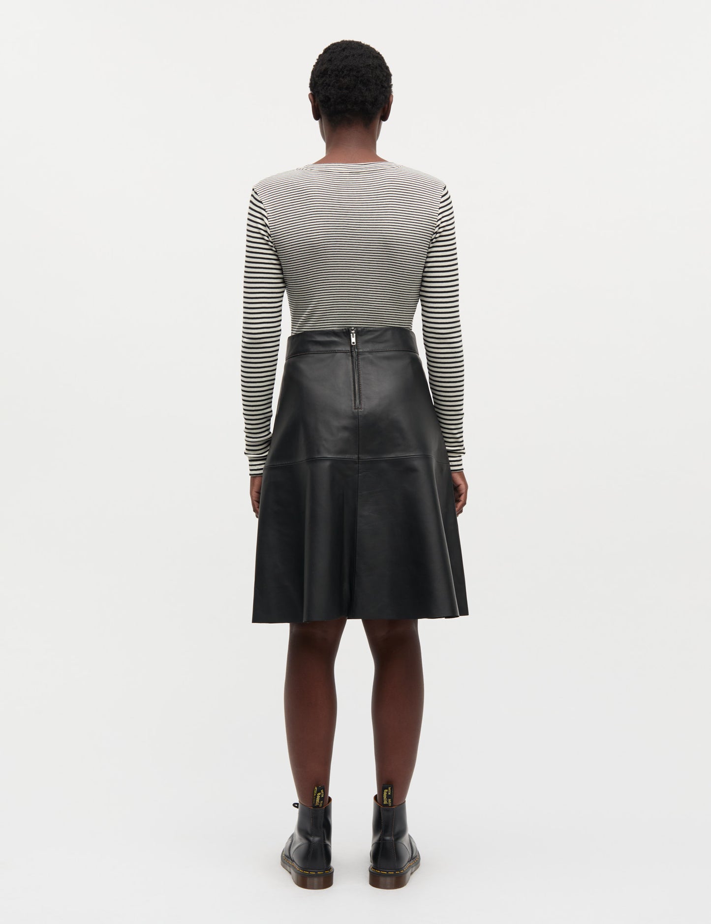 2x2 Cotton Stripe Tuba Tee LS, Vanilla Ice/Black