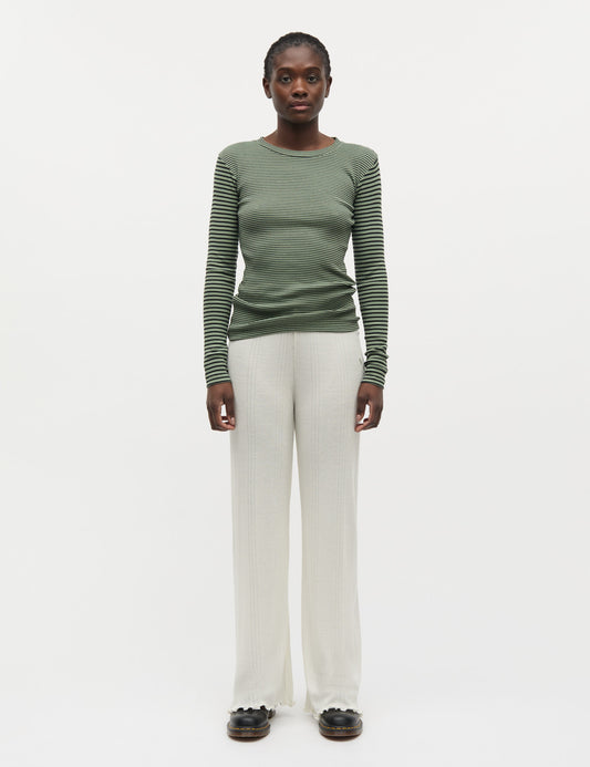 2x2 Cotton Stripe Tuba Tee LS, Sea Spray/Black