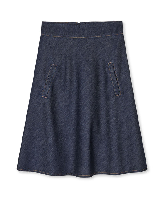 Cosy Denim Stelly Skirt, Dark Indigo