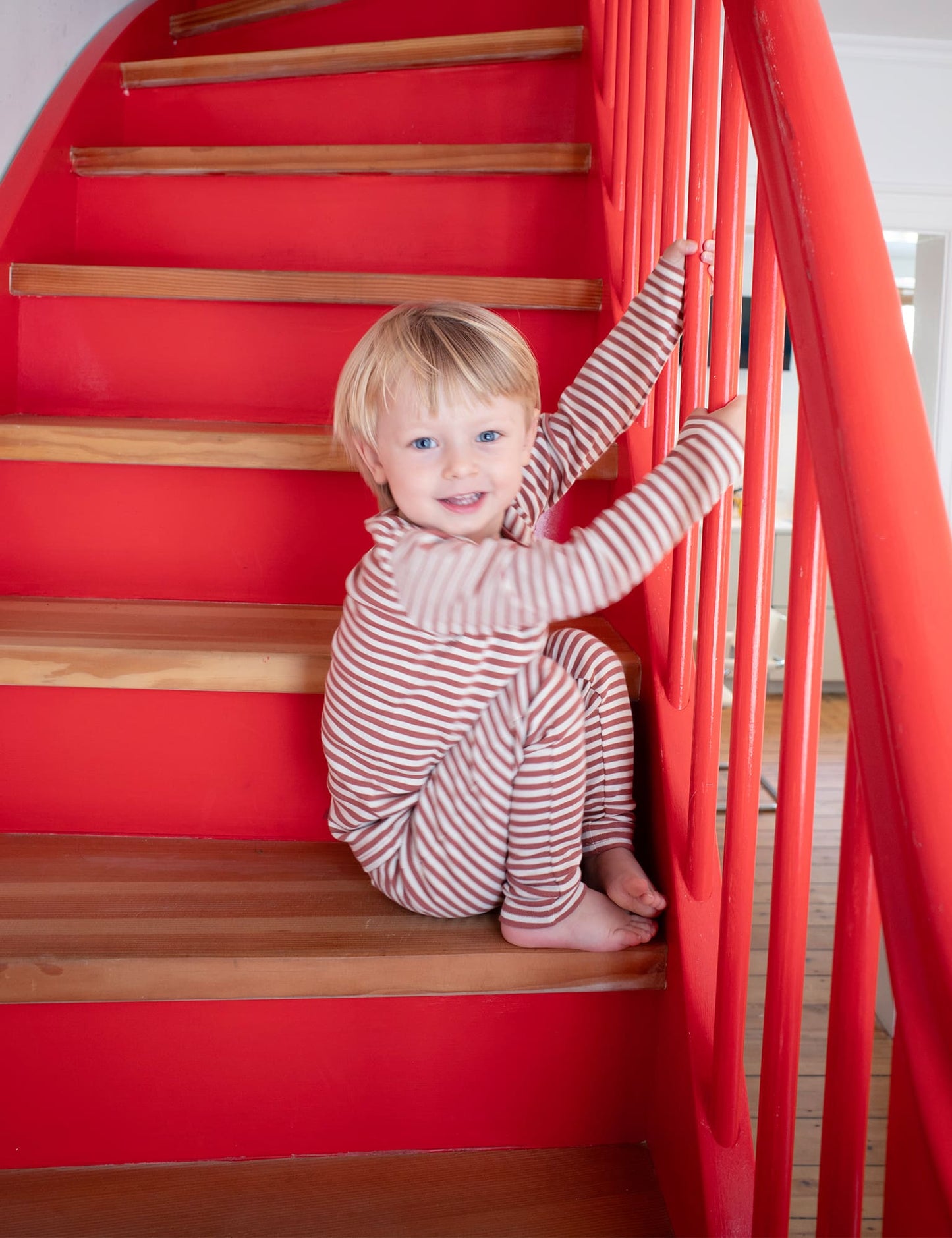 Soft Duo Striped Tobinino Tee LS, Cedar Wood/Vanilla Ice