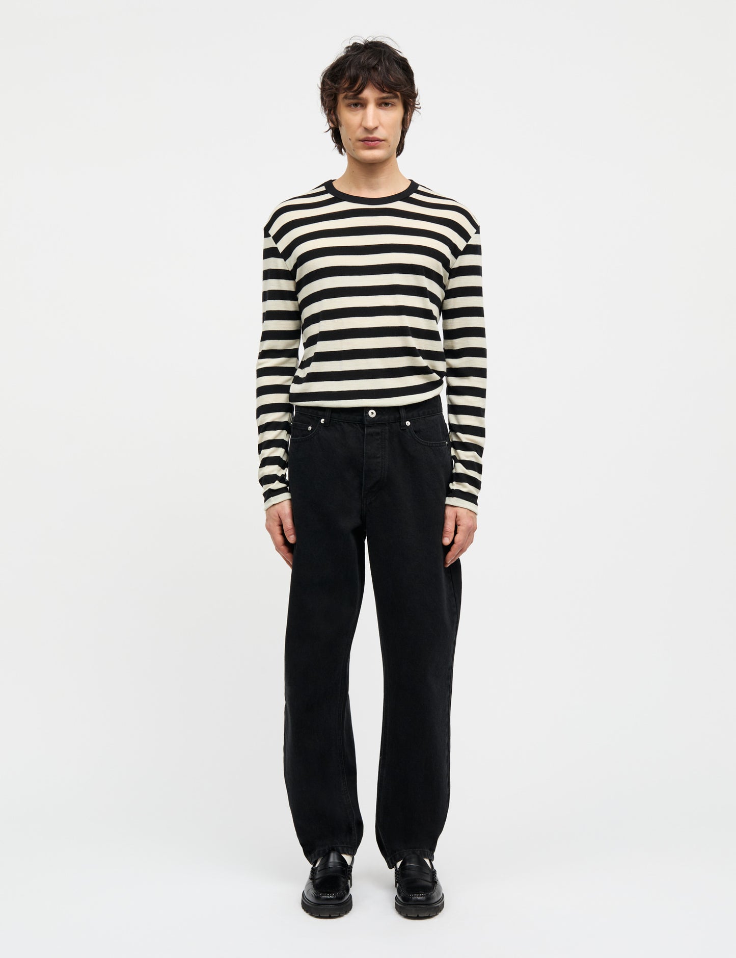 Fine Wool Tobias Knit, Black/Vanilla Ice
