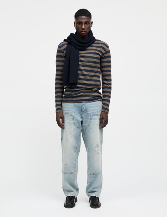 Fine Wool Tobias Knit, Brown/Navy