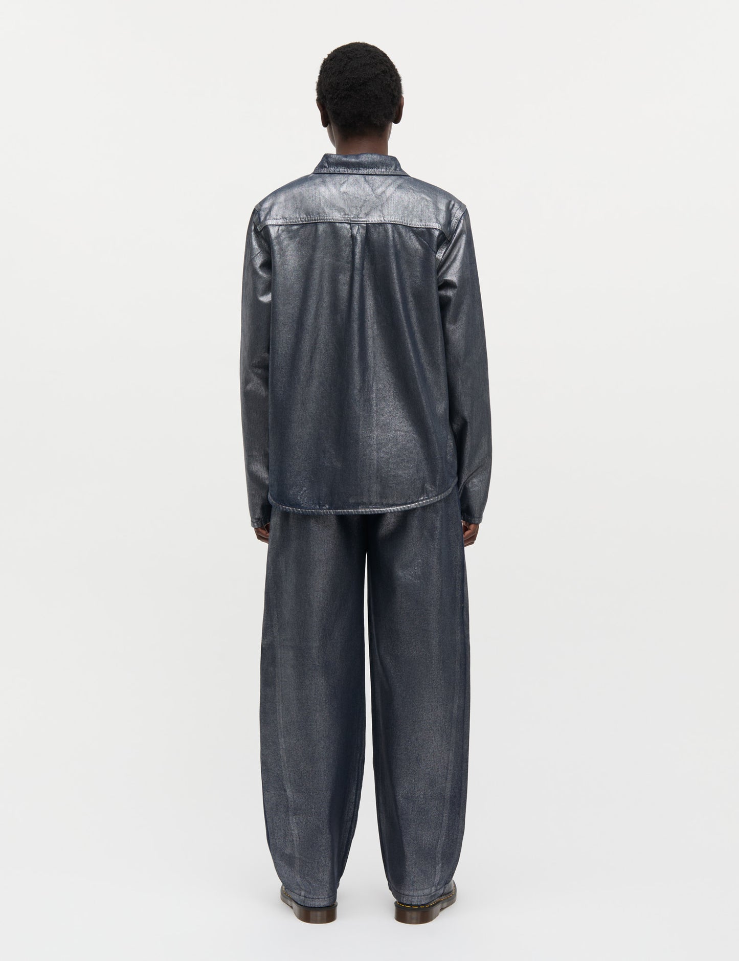 Metallic Denim Christel Jeans, Vintage Blue/Gun Metal