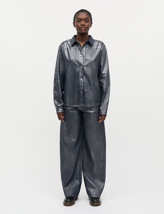 Metallic Denim Christel Jeans, Vintage Blue/Gun Metal