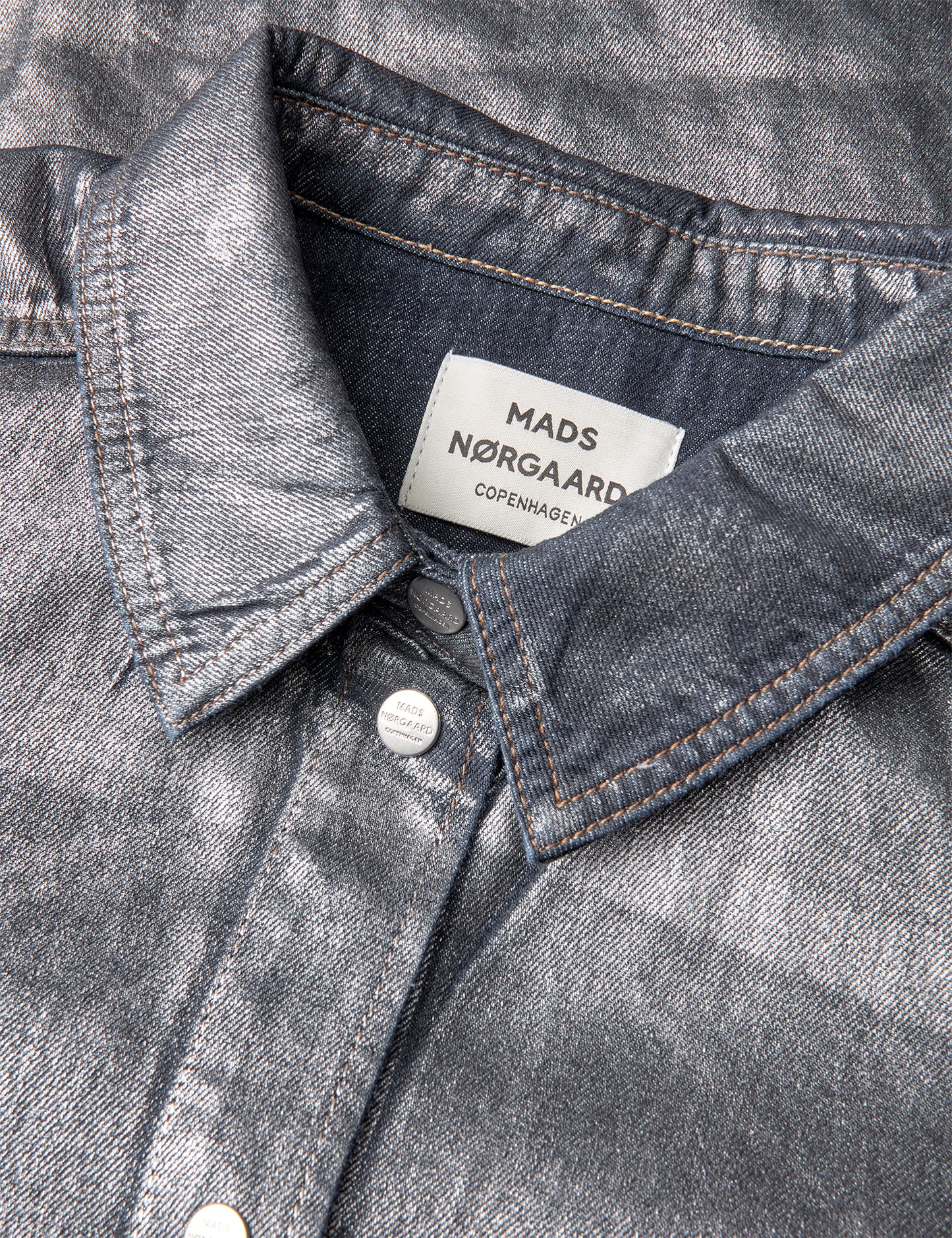 Metallic Denim Calva Shirt, Vintage Blue/Gun Metal
