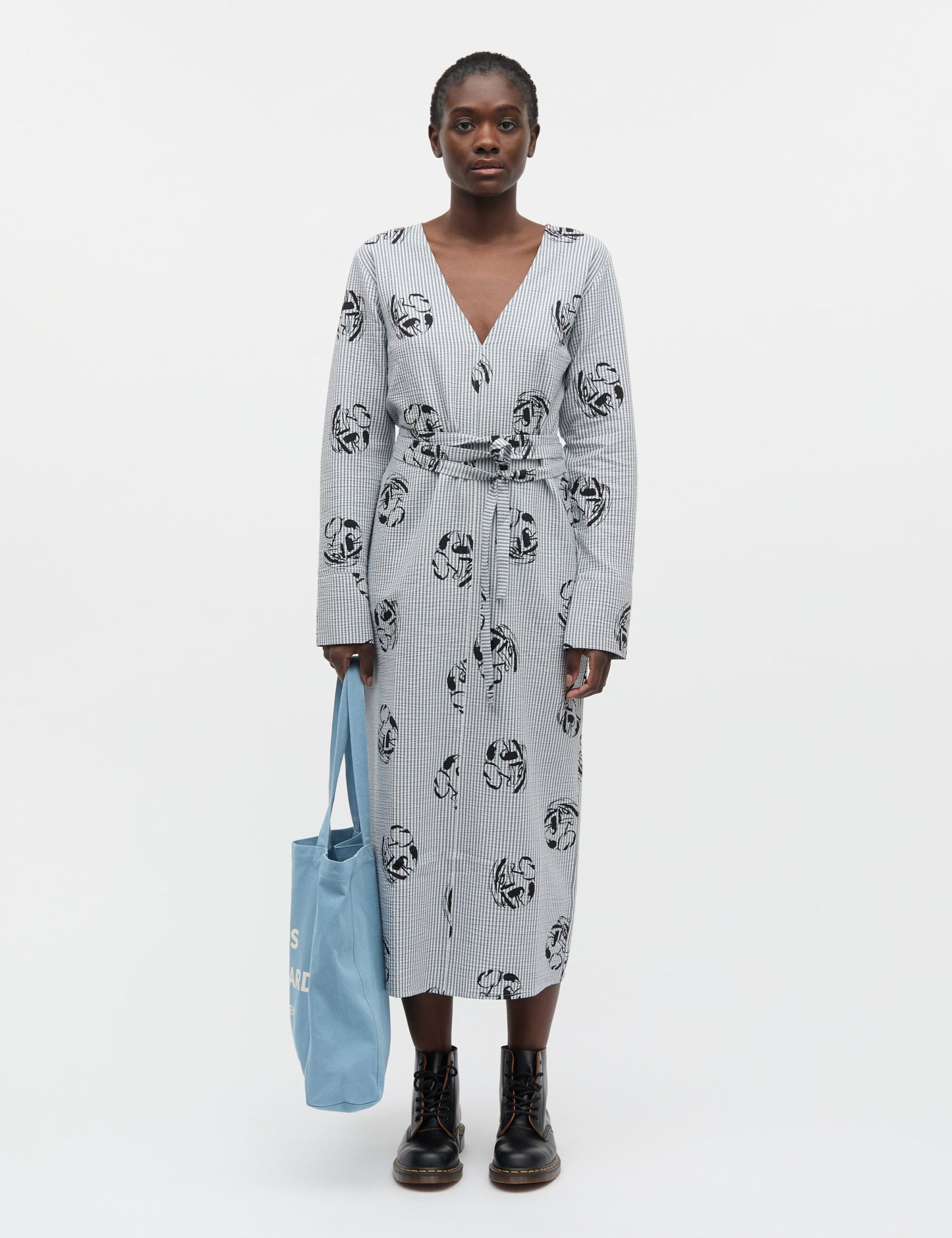 Soft Crease Oda Dress AOP, Vintage Indigo/Vanilla Ice