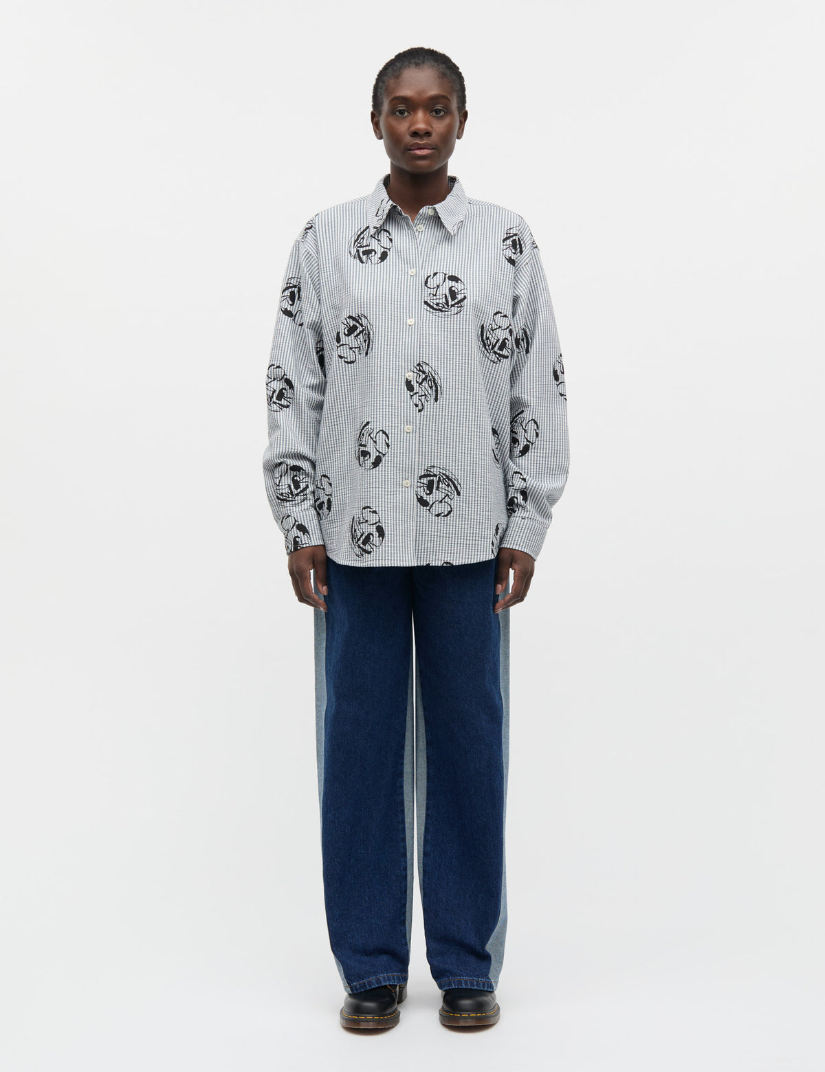 Soft Crease Crelly Shirt AOP, Vintage Indigo/Vanilla Ice