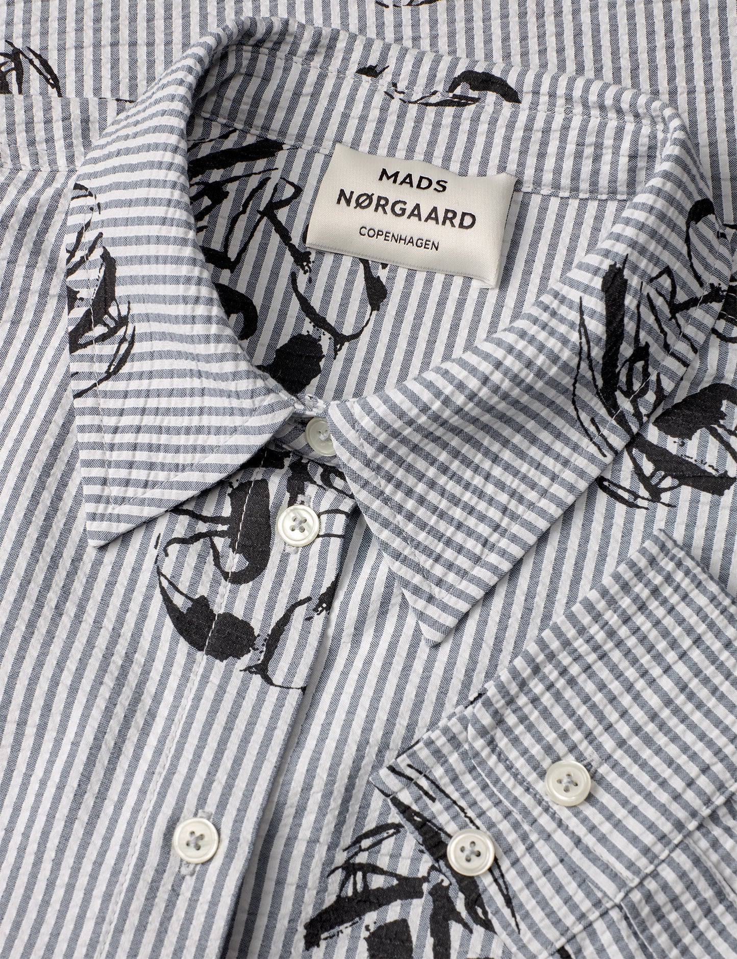 Soft Crease Crelly Shirt AOP, Vintage Indigo/Vanilla Ice