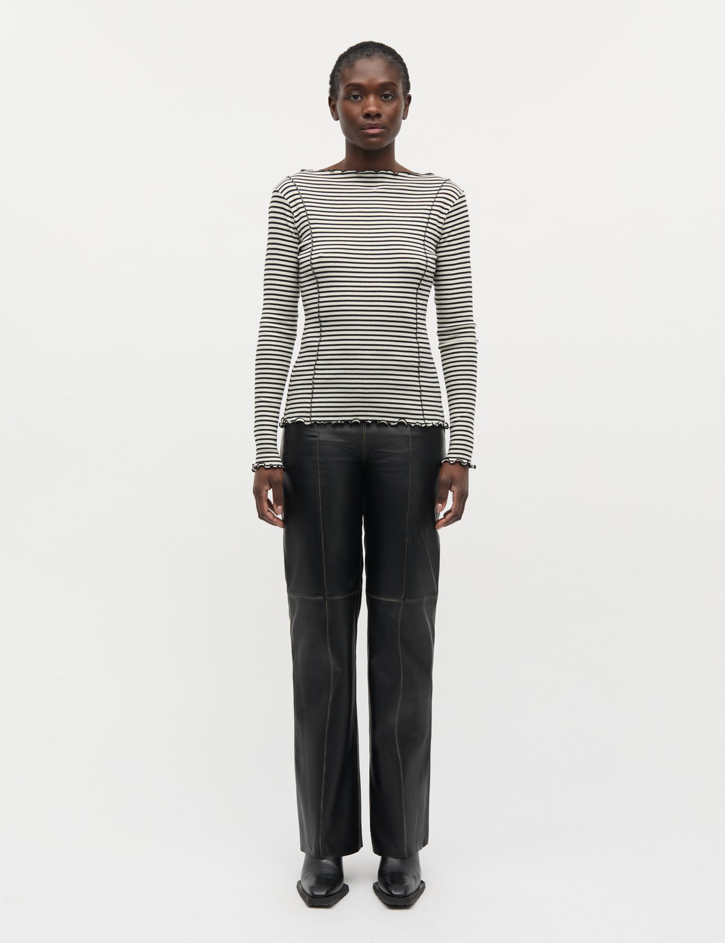 2x2 Cotton Stripe Siri Top, Vanilla Ice/Black