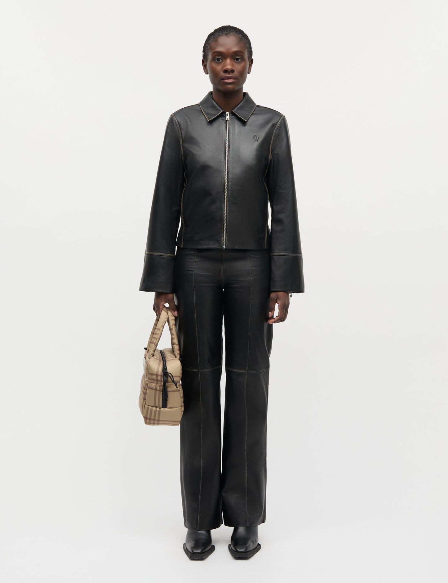 Smooth Leather Rachel Jacket, Black