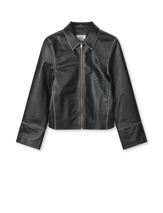 Smooth Leather Rachel Jacket, Black