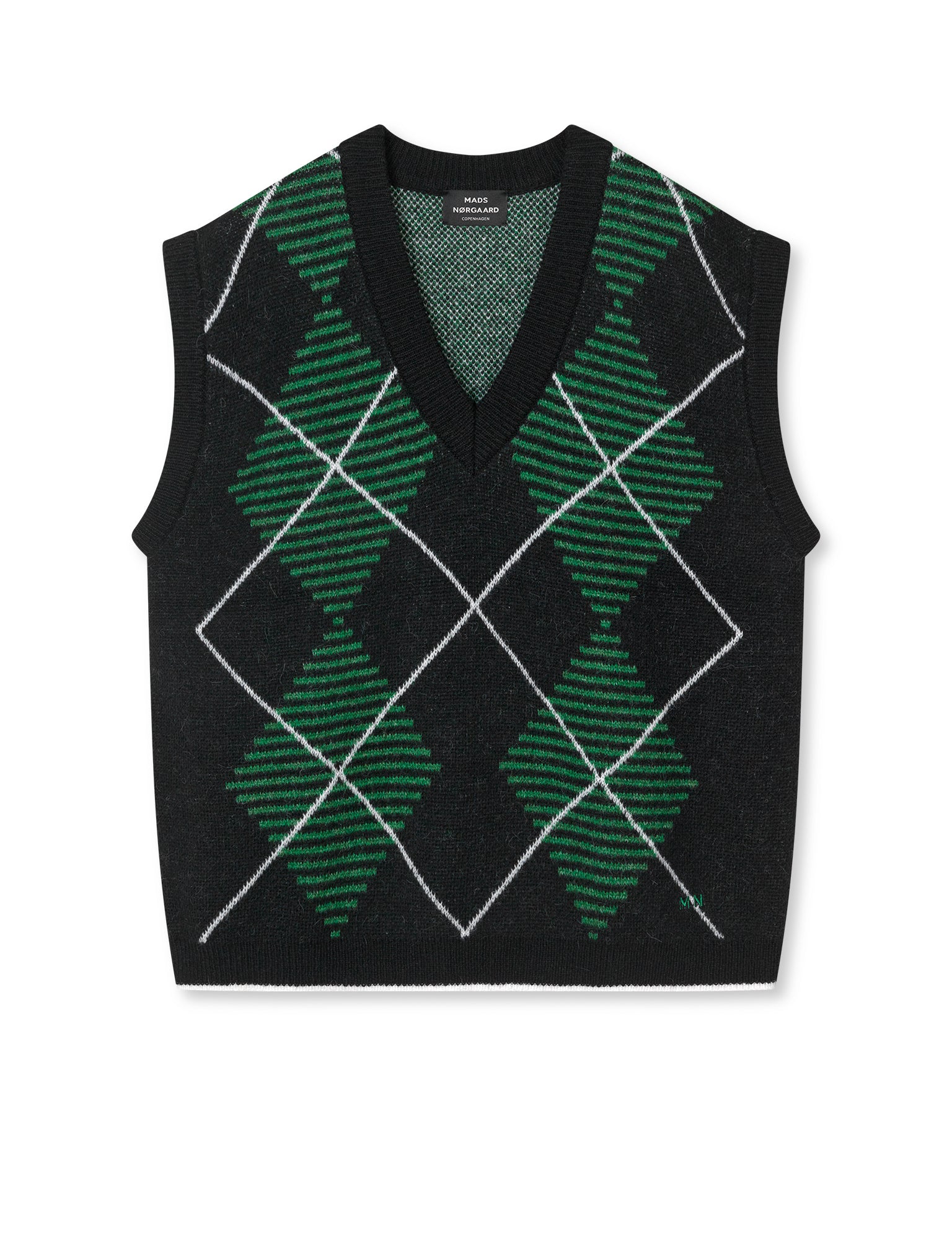 Comfy Wool Harper Argyle Vest, Black – MADS NØRGAARD – COPENHAGEN