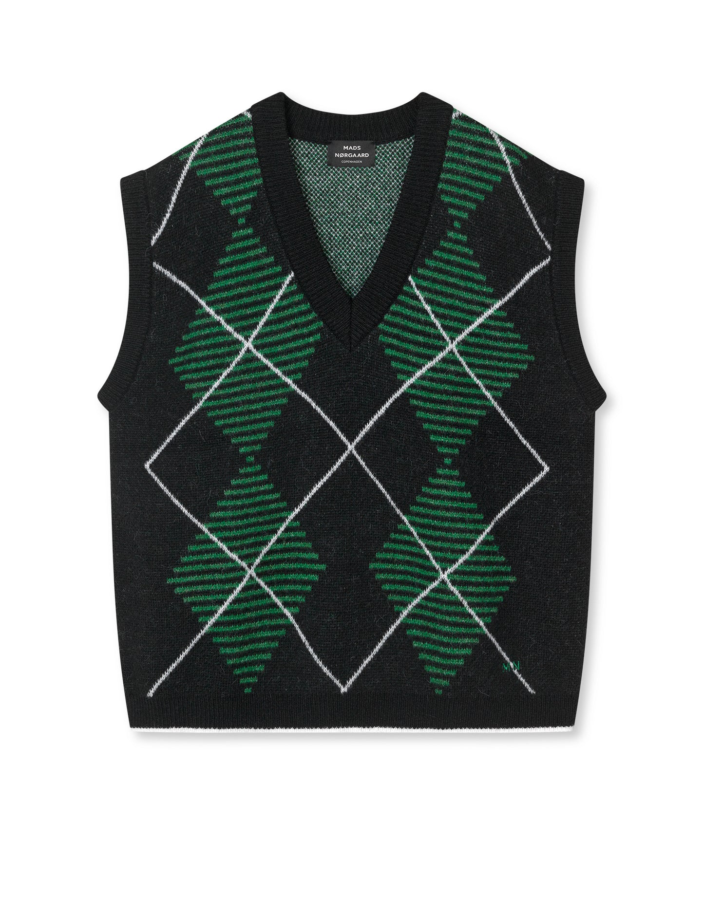 Comfy Wool Harper Argyle Vest, Black