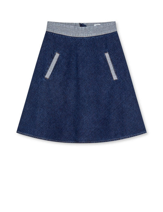 Luke Denim Stelly Skirt Block, Mid Blue Denim
