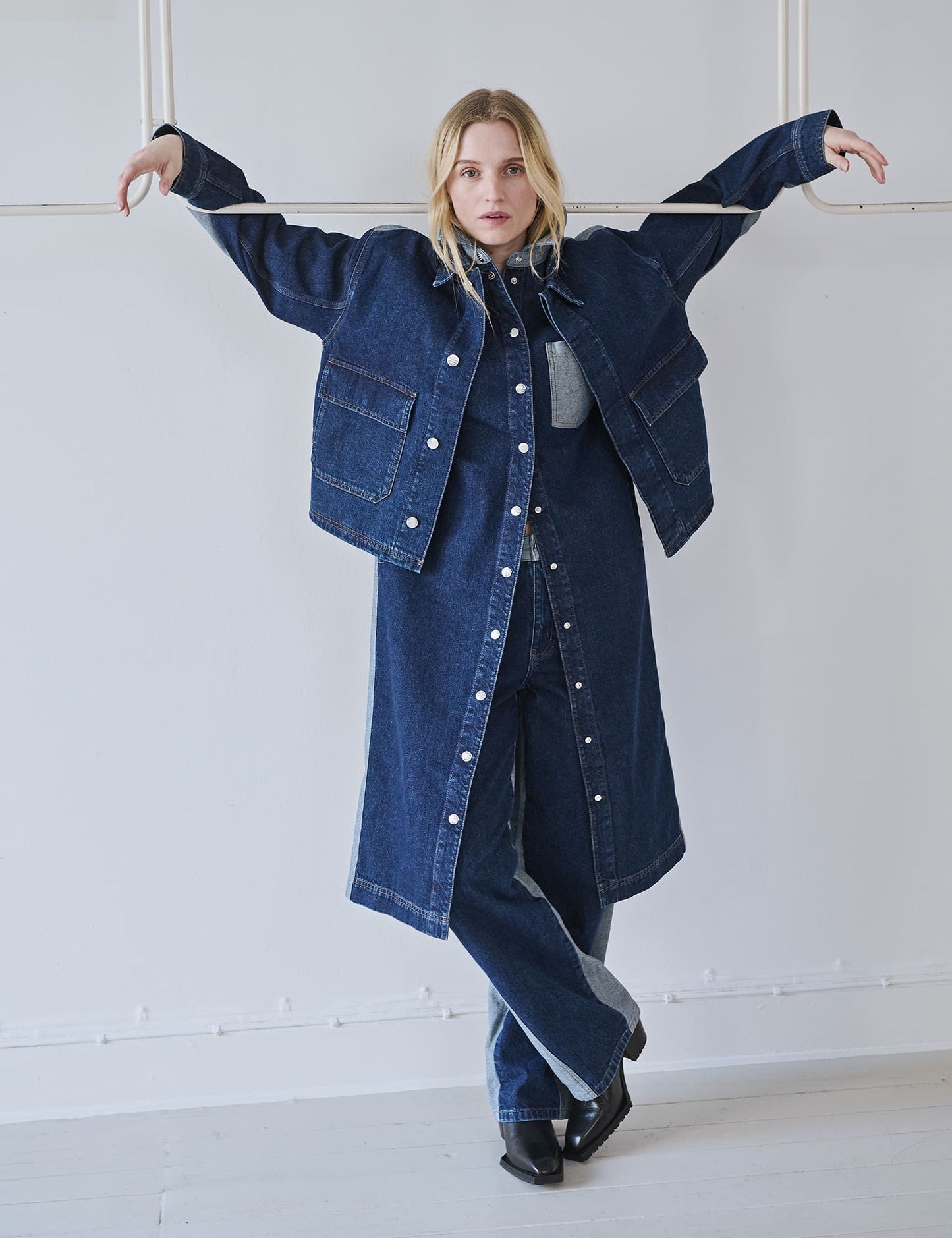 Luke Denim Solar Jacket Block, Mid Blue Denim