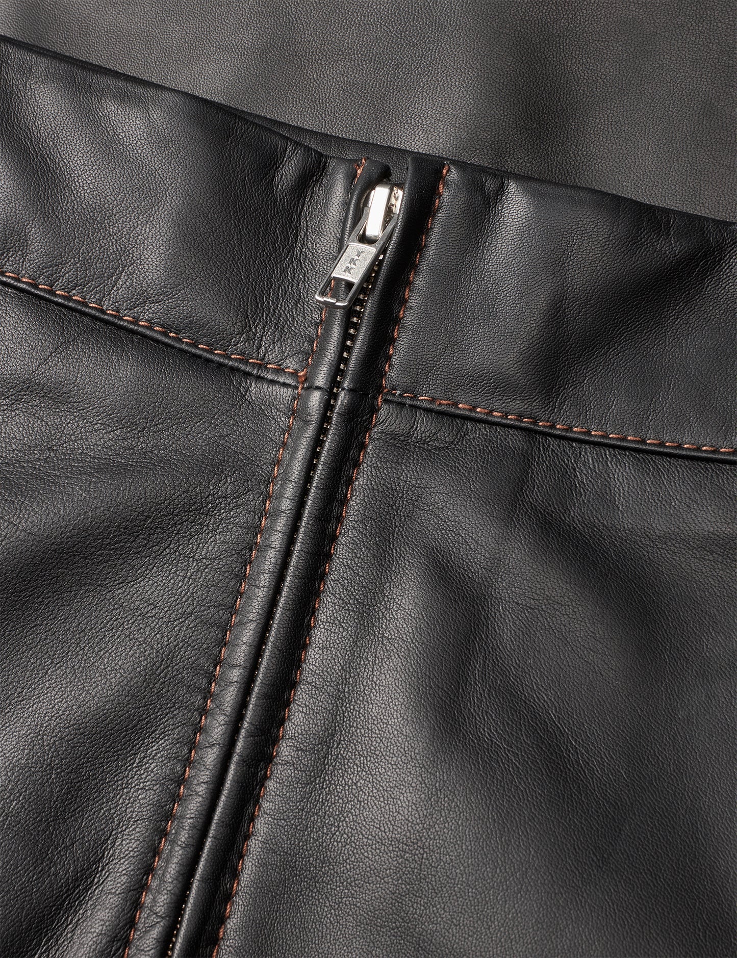 Smooth Leather Stelly Skirt, Black