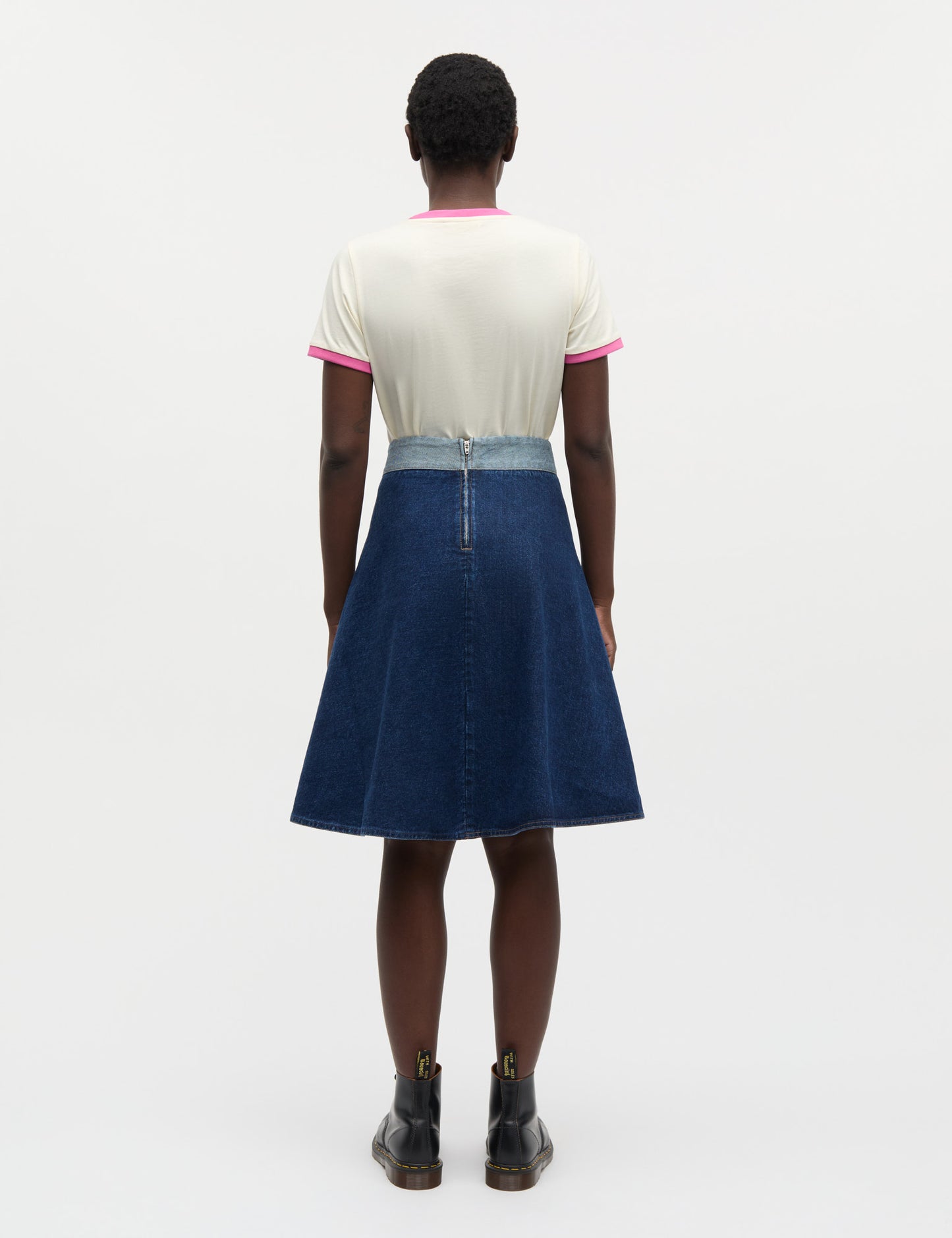 Cotton Jersey Trinity Tee, Vanilla Ice/Carmine Rose