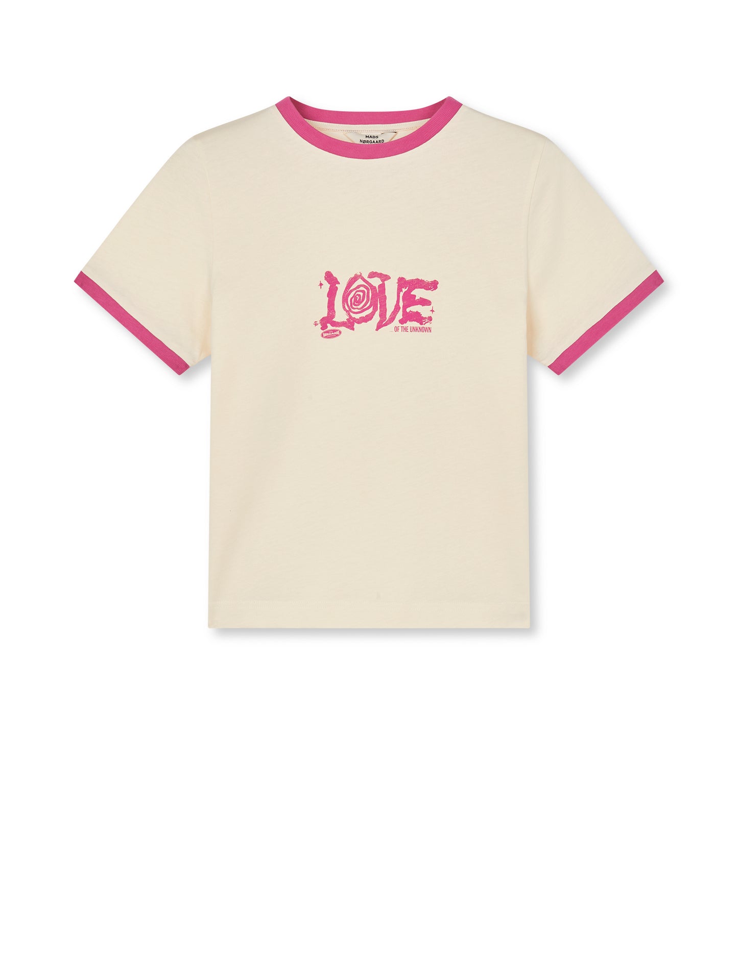 Cotton Jersey Trinity Tee, Vanilla Ice/Carmine Rose