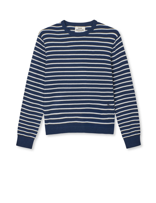 Fine Merino Emma Stripe Knit, Parisian Night/Vanilla Ice