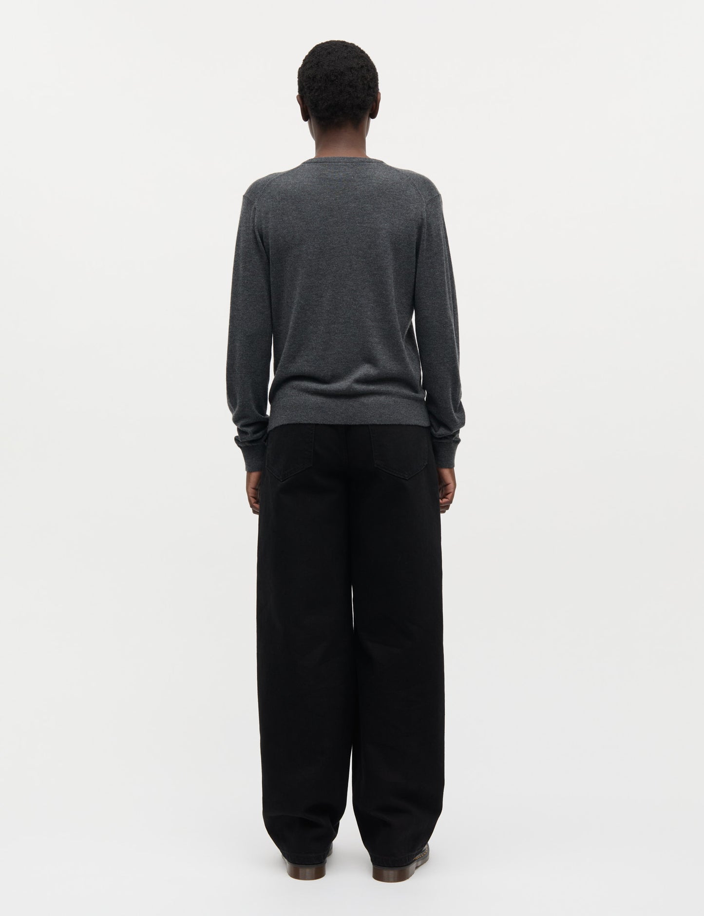 Fine Merino Charlot Cardigan, Dark Grey Melange