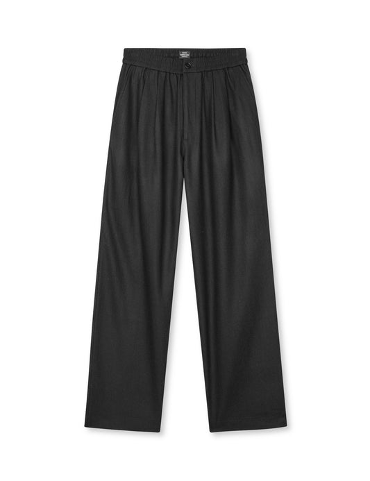 Fancy Wool Drawstring Pants, Black
