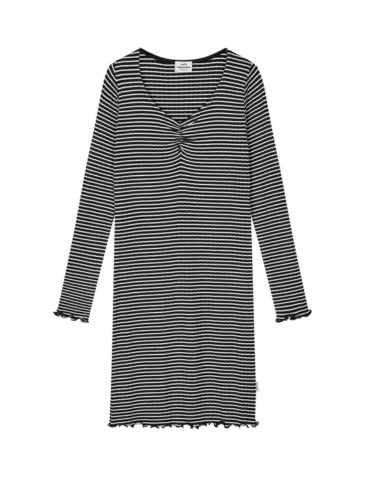 5x5 Stripe Tikina Dress, Black/Vanilla Ice