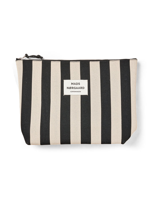 Knit Stripe Hilden Toiletry Bag, Black/White