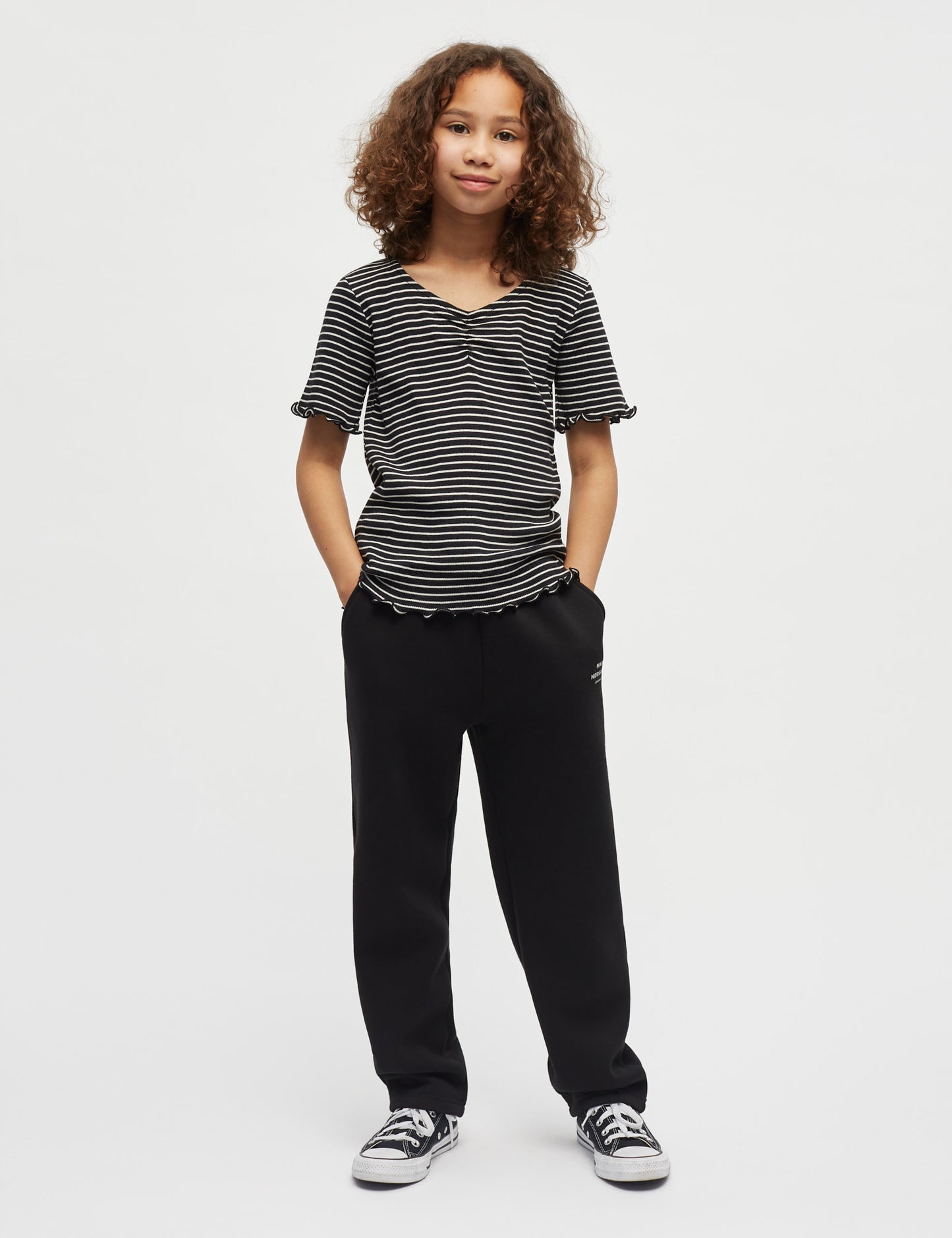2x2 Cotton Stripe Tiki Tee, Black/Vanilla Ice