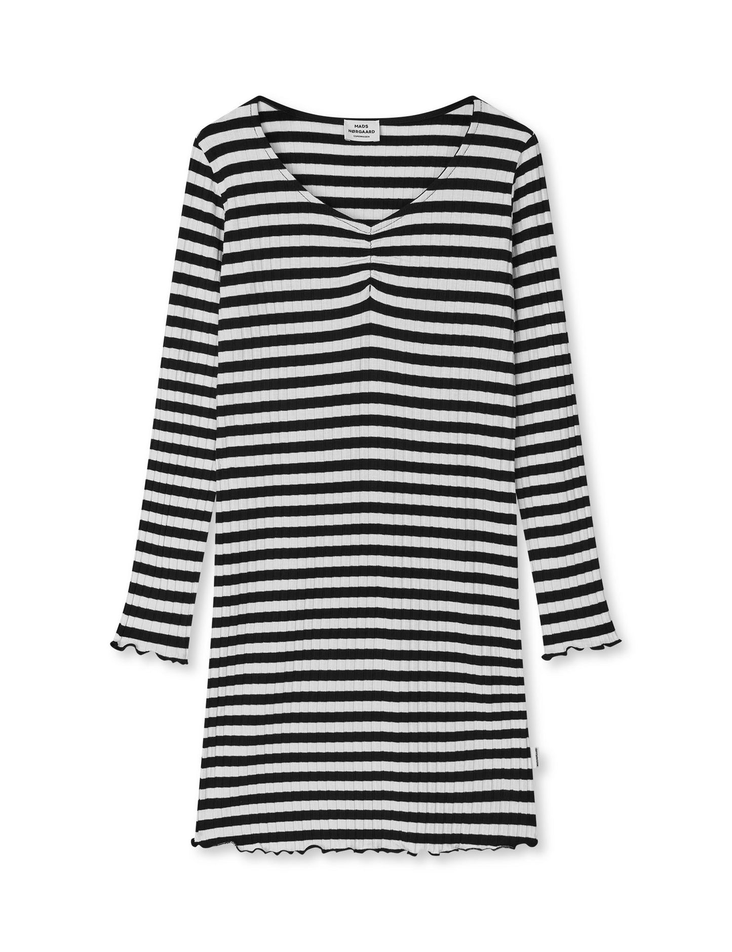 5x5 Classic Stripe Tikina Dress, Black/Vanilla Ice