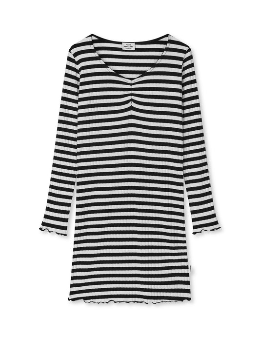 5x5 Classic Stripe Tikina Dress, Black/Vanilla Ice