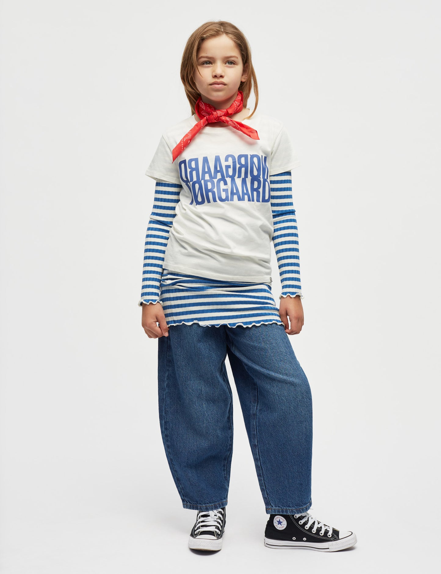 5x5 Classic Stripe Tikina Dress, Vanilla Ice/Bright Cobalt