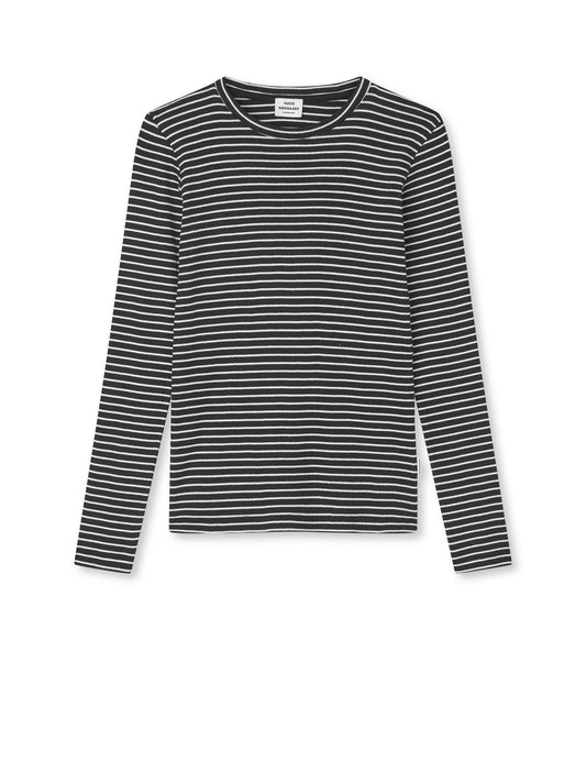 2x2 Cotton Stripe Talino Tee L/S, Black/Vanilla Ice