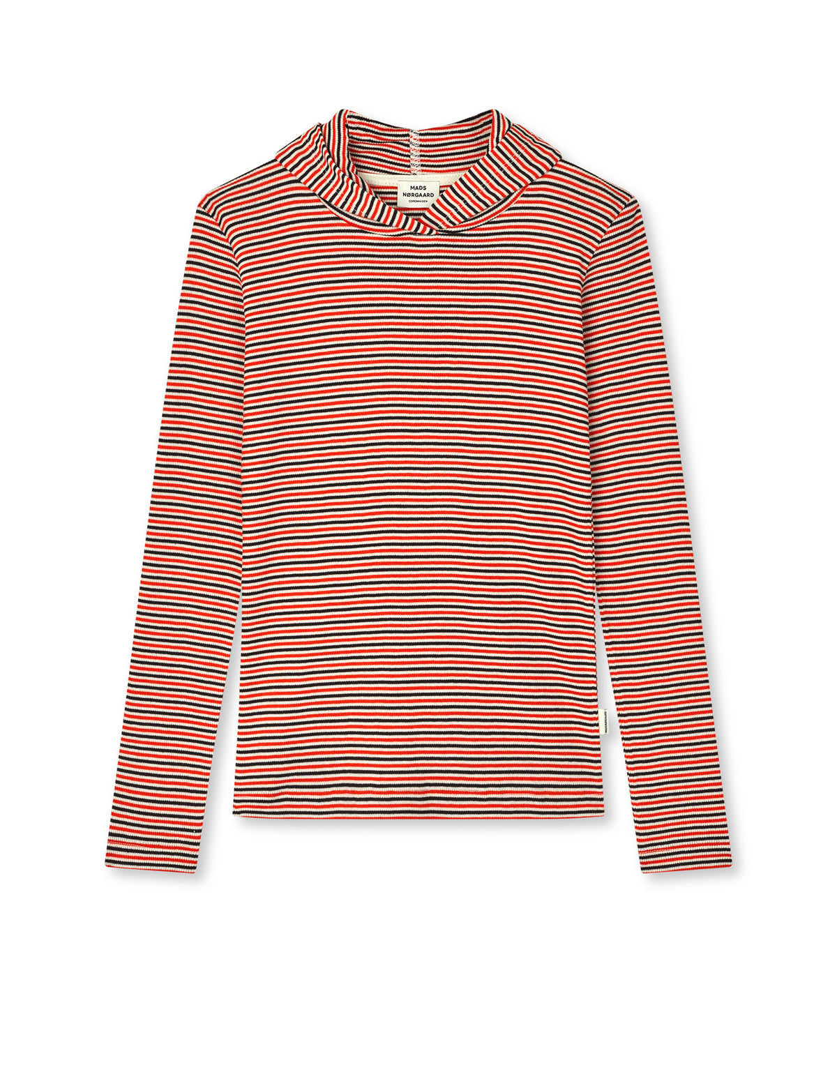 2x2 Cotton Stripe Tally Hoodie, Fiery Red/Vanilla Ice