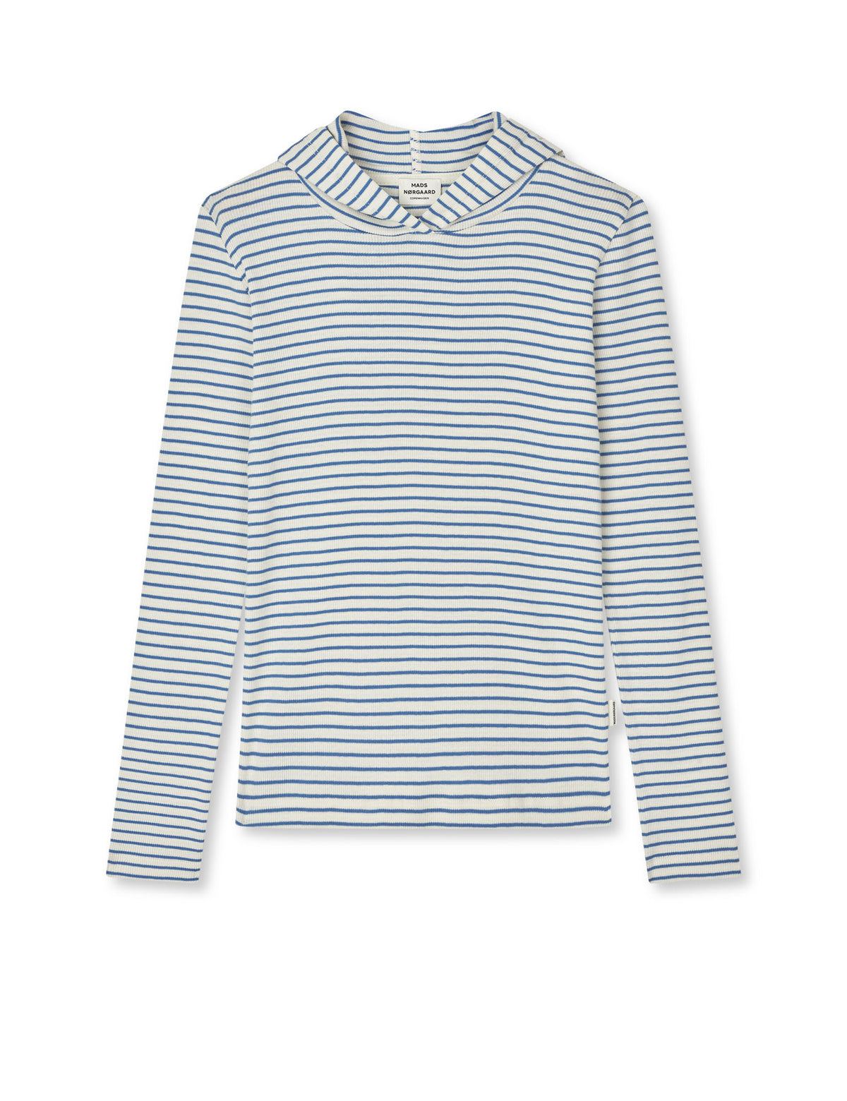 2x2 Cotton Stripe Tally Hoodie, Vanilla Ice/Bright Cobalt