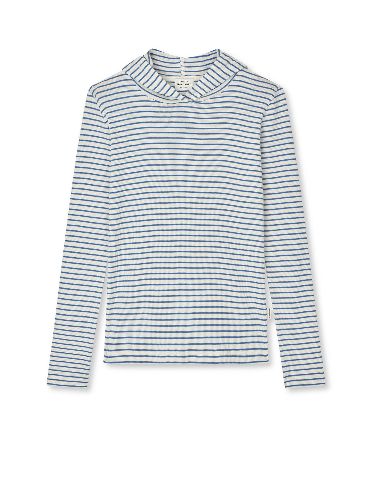 2x2 Cotton Stripe Tally Hoodie, Vanilla Ice/Bright Cobalt
