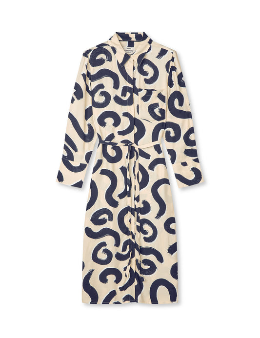 Delicate Twill Cany Dress AOP, Swirl AOP/Almond Oil