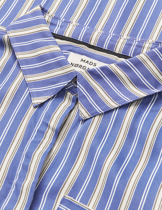 Delicate Twill Cany Dress AOP, Pinstripe AOP/Bright Cobalt