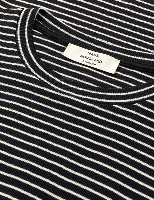 2x2 Cotton Stripe Tuba Tee LS, Black/Vanilla Ice